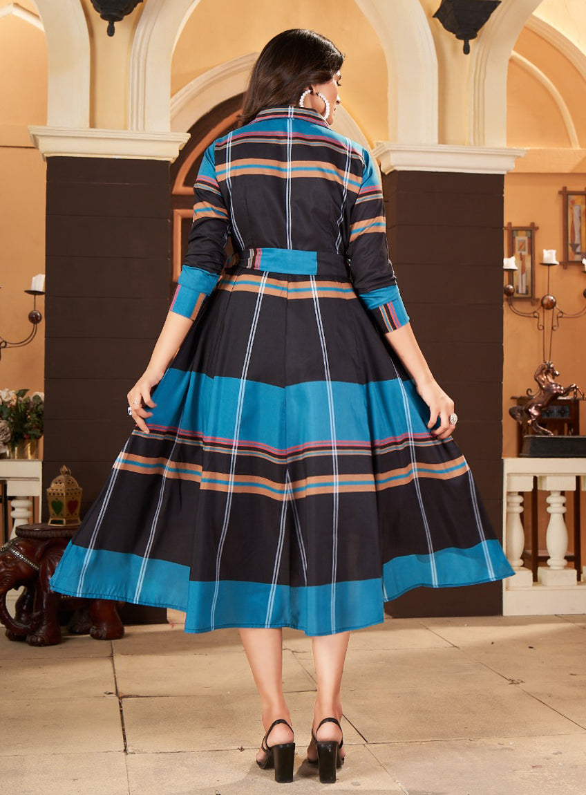KICK WOMEN'S A-LINE KNEE LENGTH WESTERN DRESS