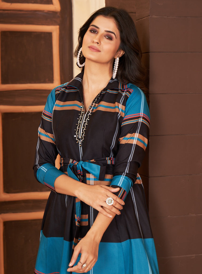 KICK WOMEN'S A-LINE KNEE LENGTH WESTERN DRESS