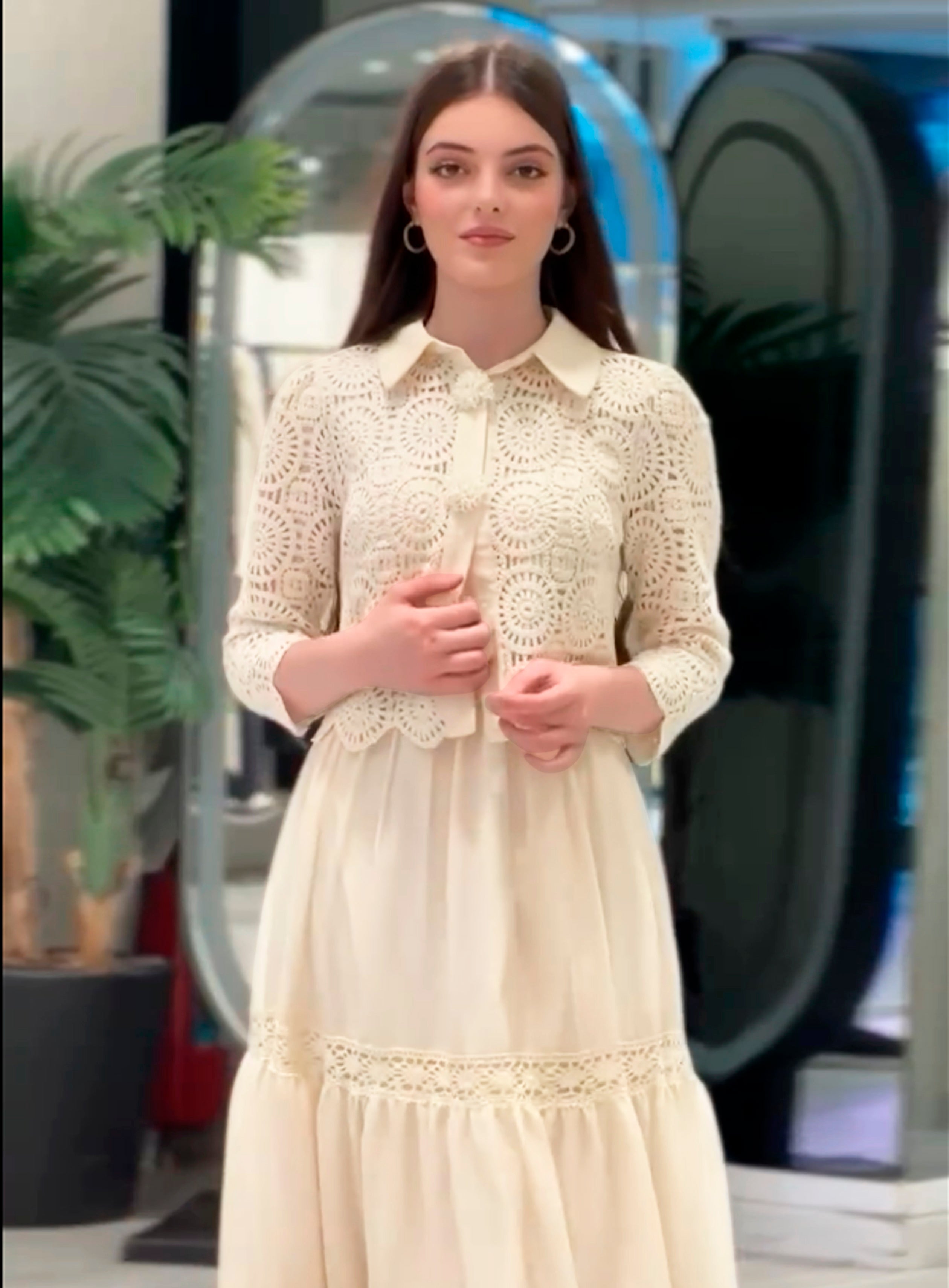 PARIZAD  MAXI DRESS PAIR WITH A STYLISH CROCHET JACKET