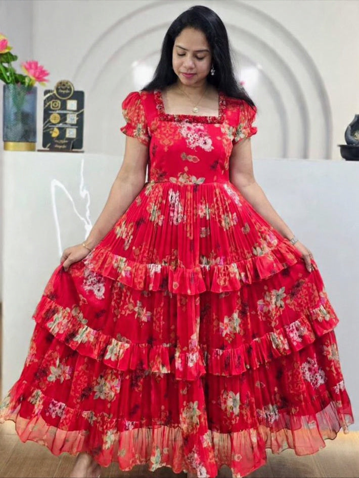 Khanzan-Long Western Dress Red / M
