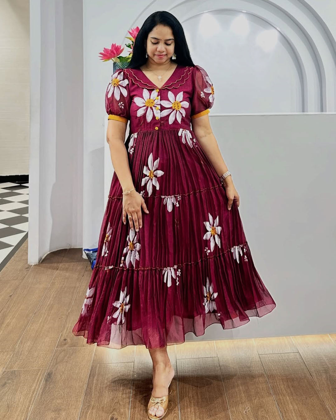 JASLEEN4 -LONG FLOWING WESTERN DRESS - Main Image