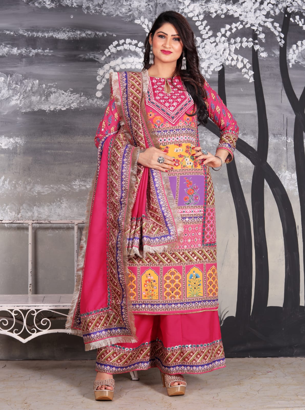 Rang Heavy Embroidered And Printed Kurta Sharara Set