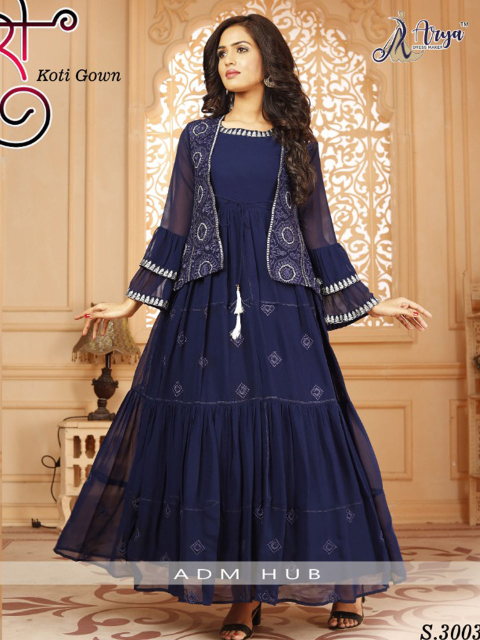 SANARI NEW TRENDY BEAUTIFUL PARTY WEAR GOWN WITH KOTI.