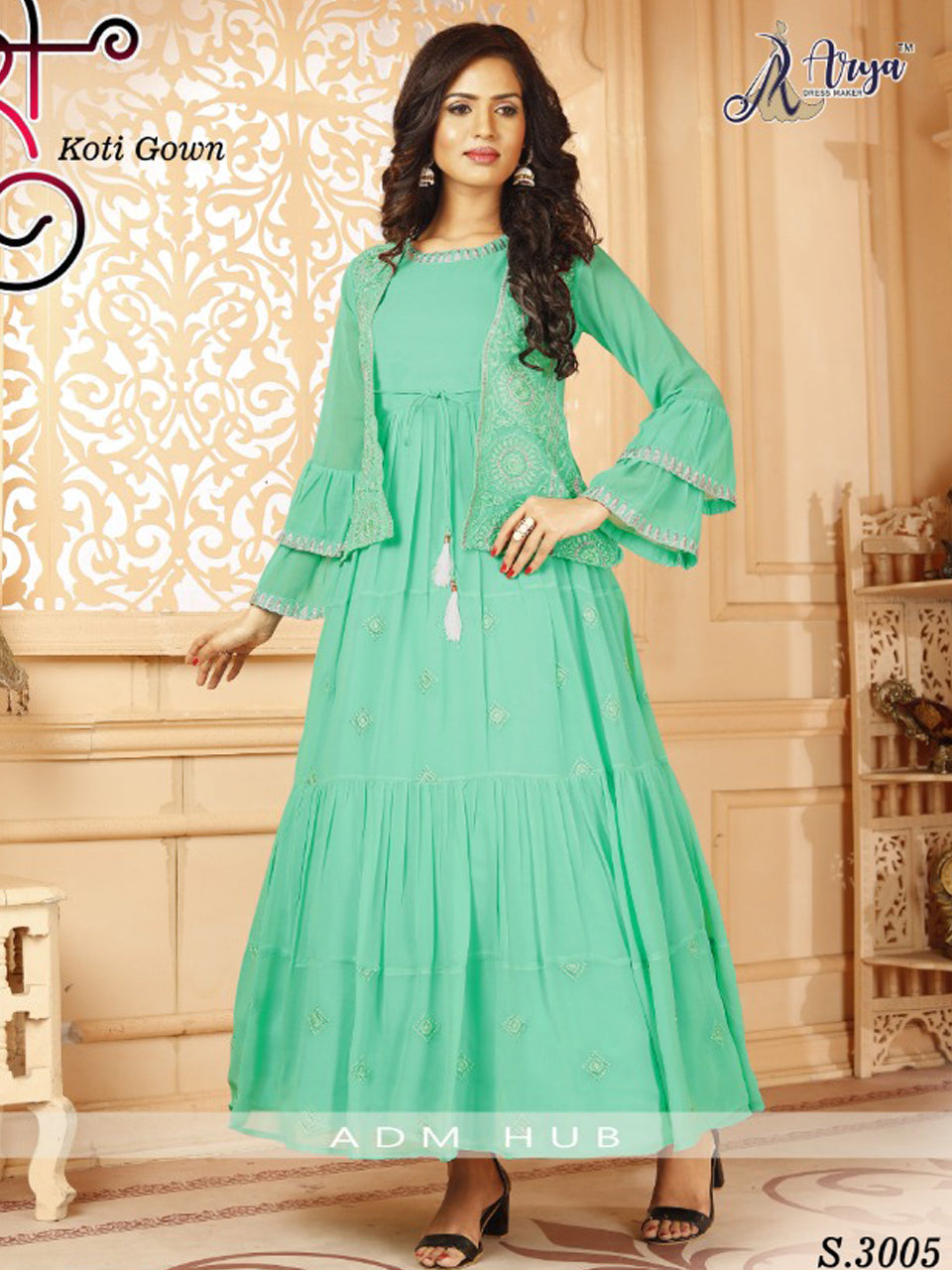 SANARI NEW TRENDY BEAUTIFUL PARTY WEAR GOWN WITH KOTI.