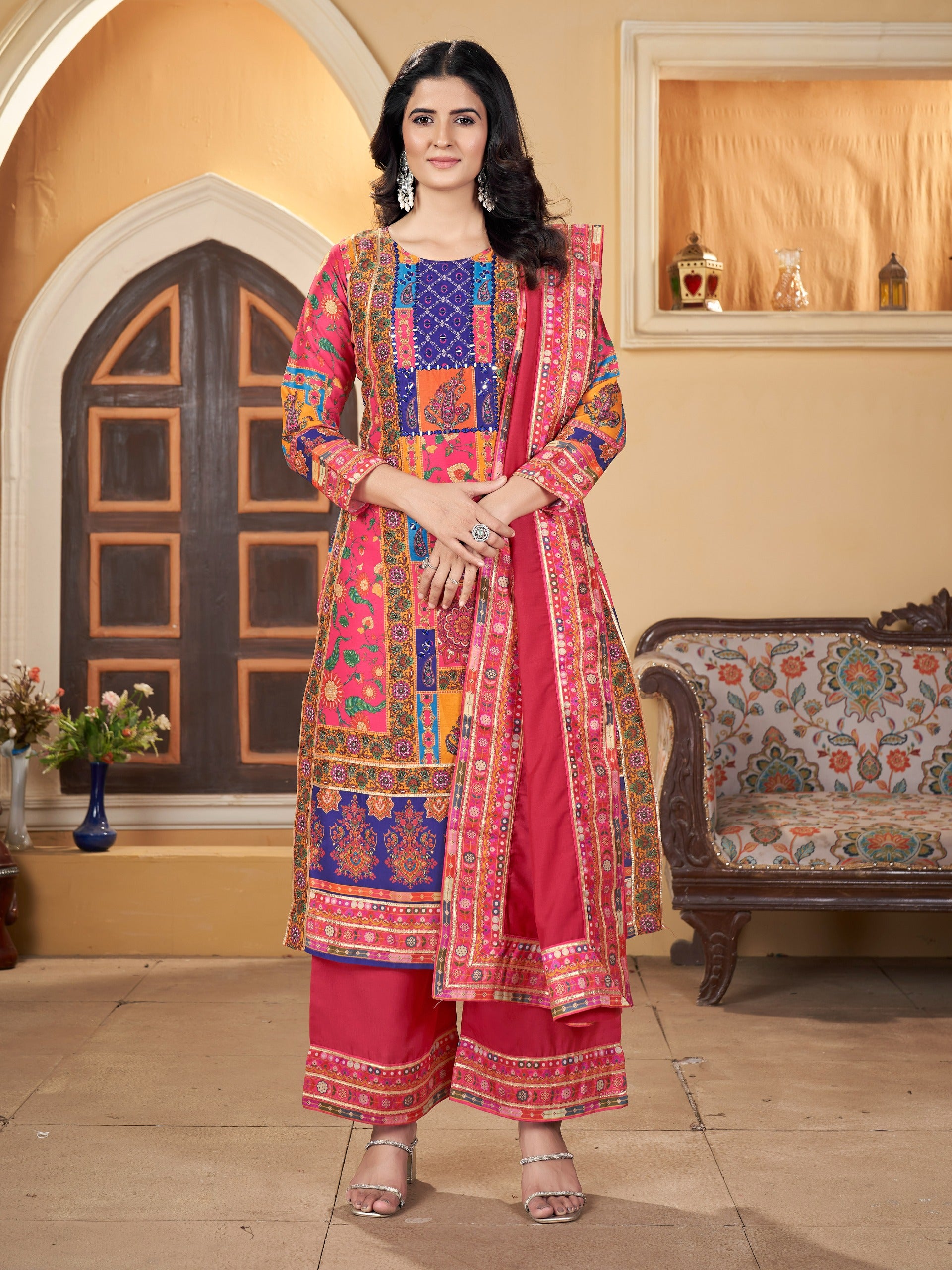 Pink Heavy Core JOOHI PINK HEAVY FANCY PAIR WITH DUPATTA SET – Adroshi Fashion