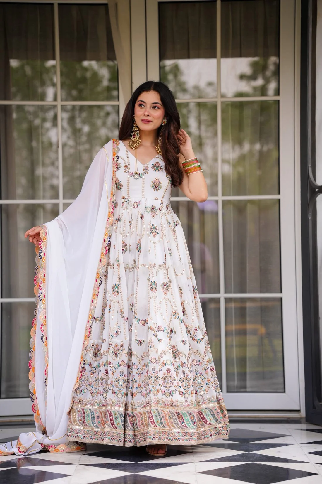 BARKAT-Elegant Ethnic Gown with Dupatta