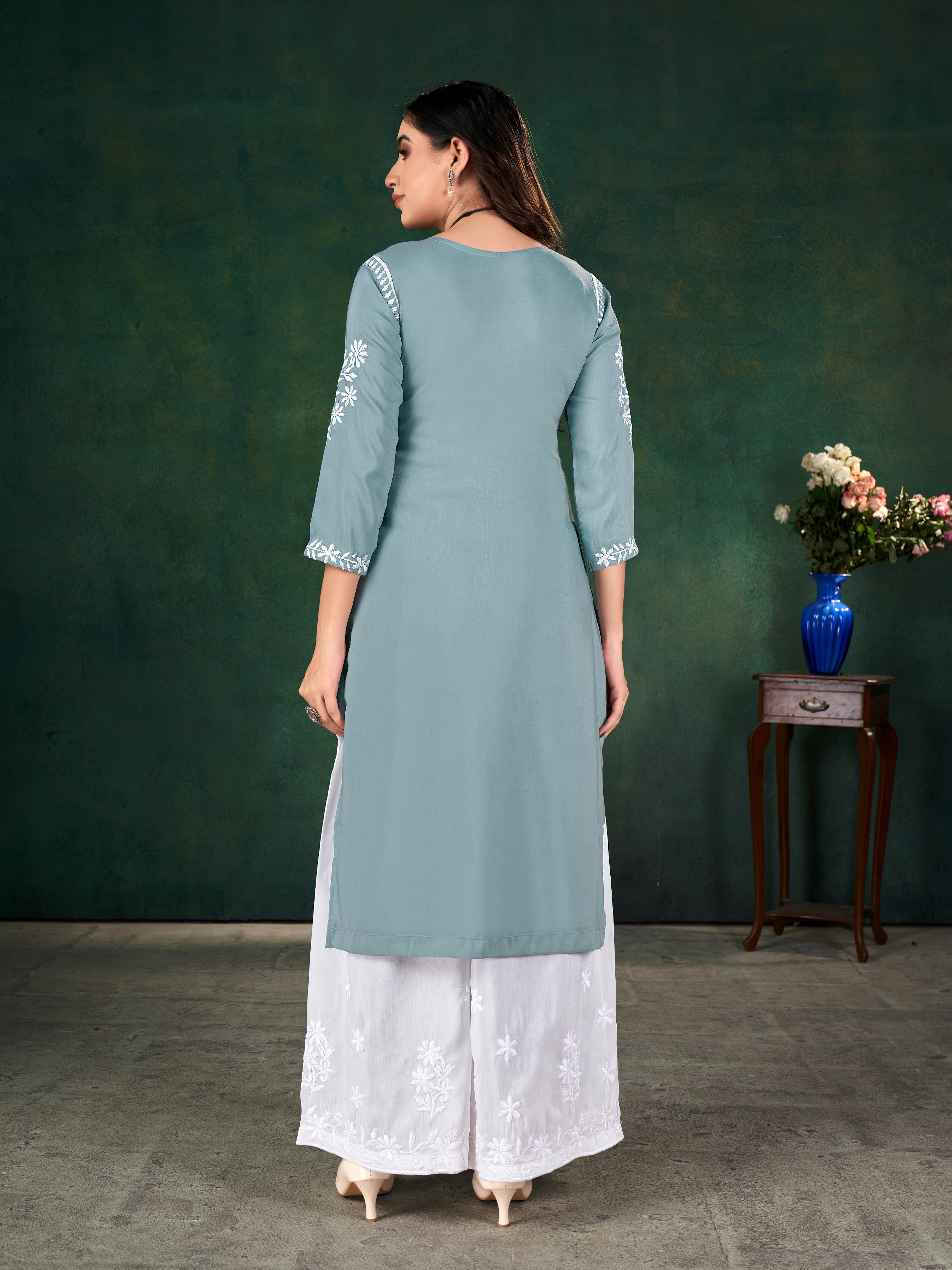 CHAVLI CHIKANKARI KURTI & PLAZZO PAIR