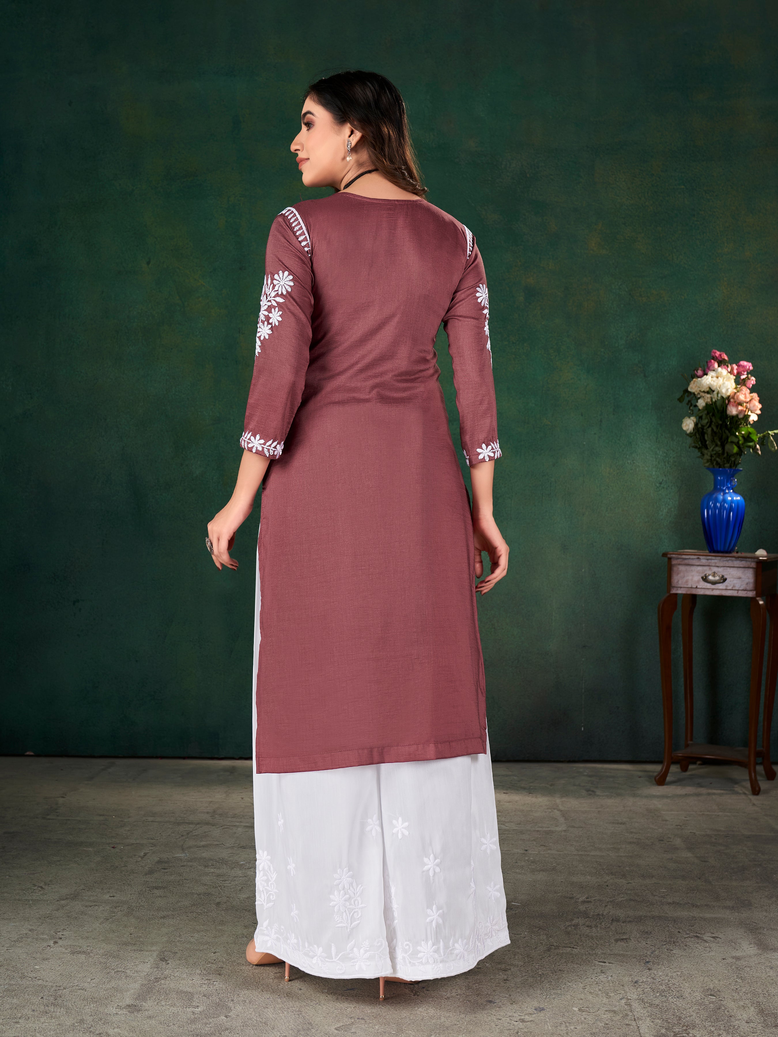 CHAVLI CHIKANKARI KURTI & PLAZZO PAIR