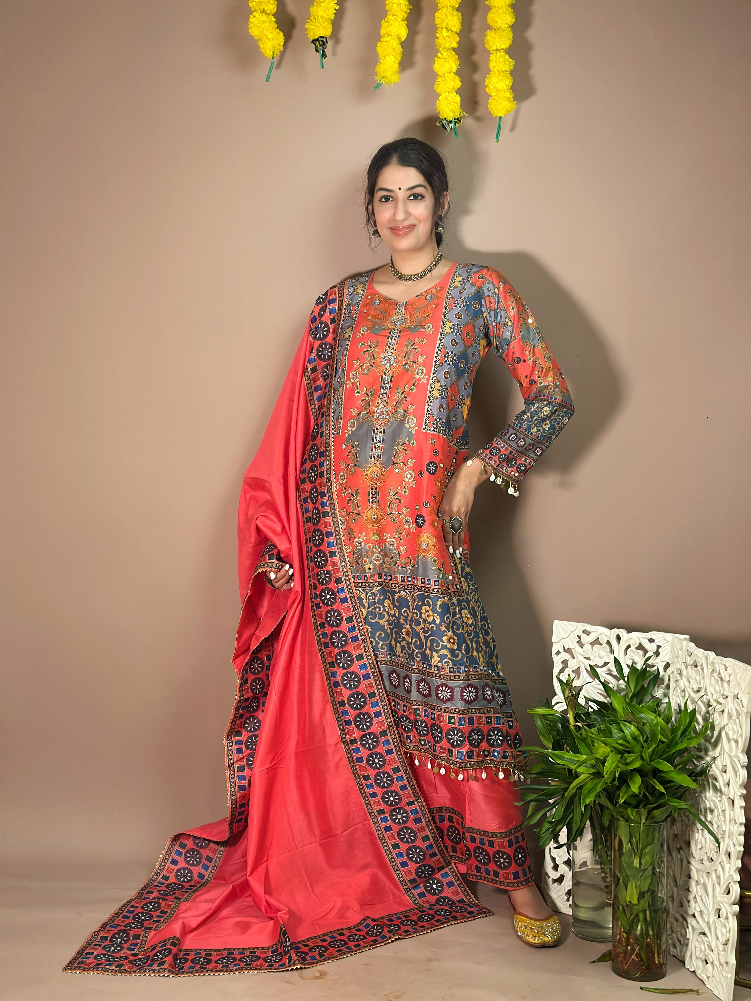 LEEHI HEAVY FANCY PLAZZO PAIR WITH DUPATTA SET