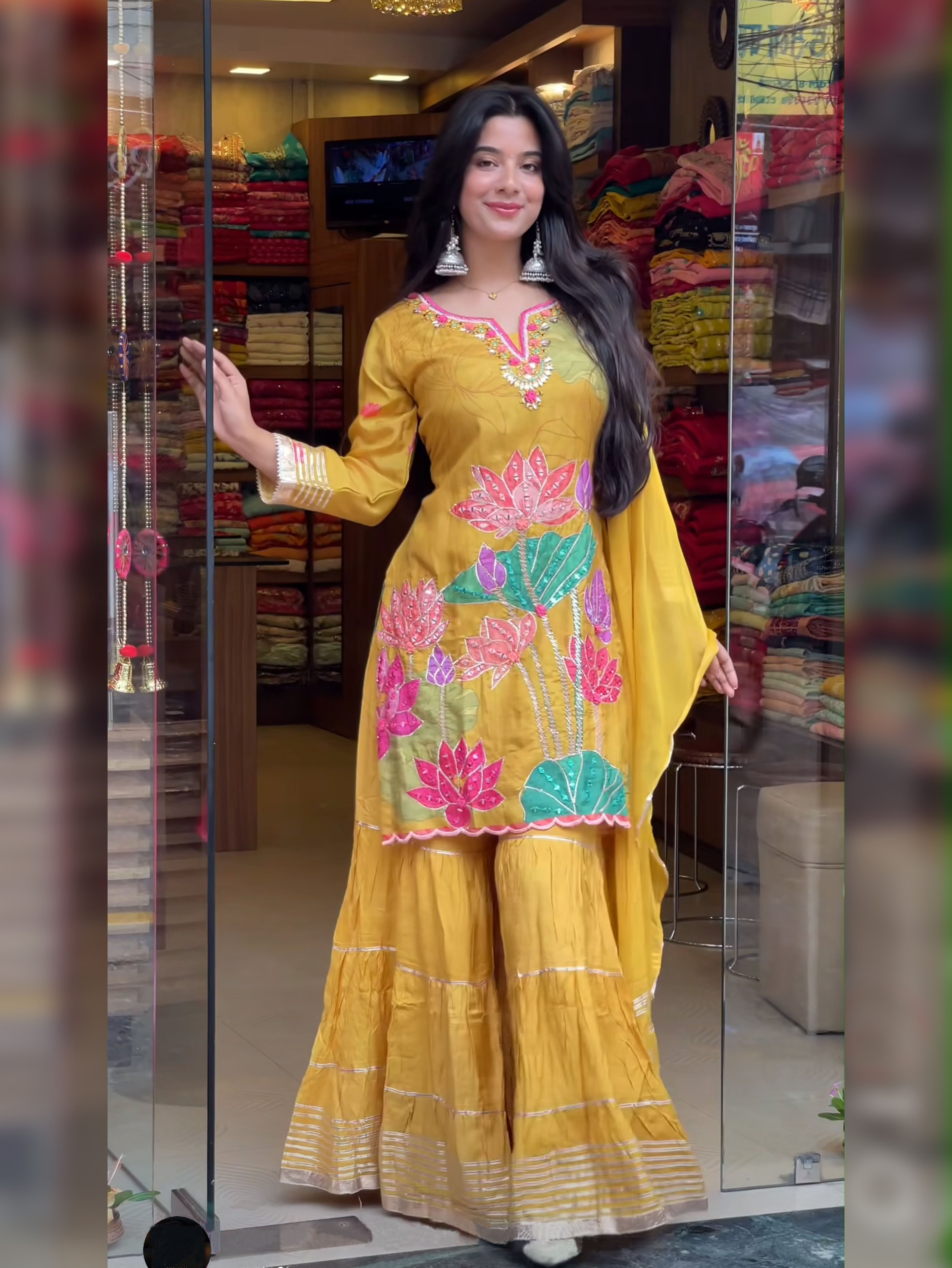 HAYAT- HEAVY FANCY KURTI SHARARA PAIR WITH DUPATTA SET