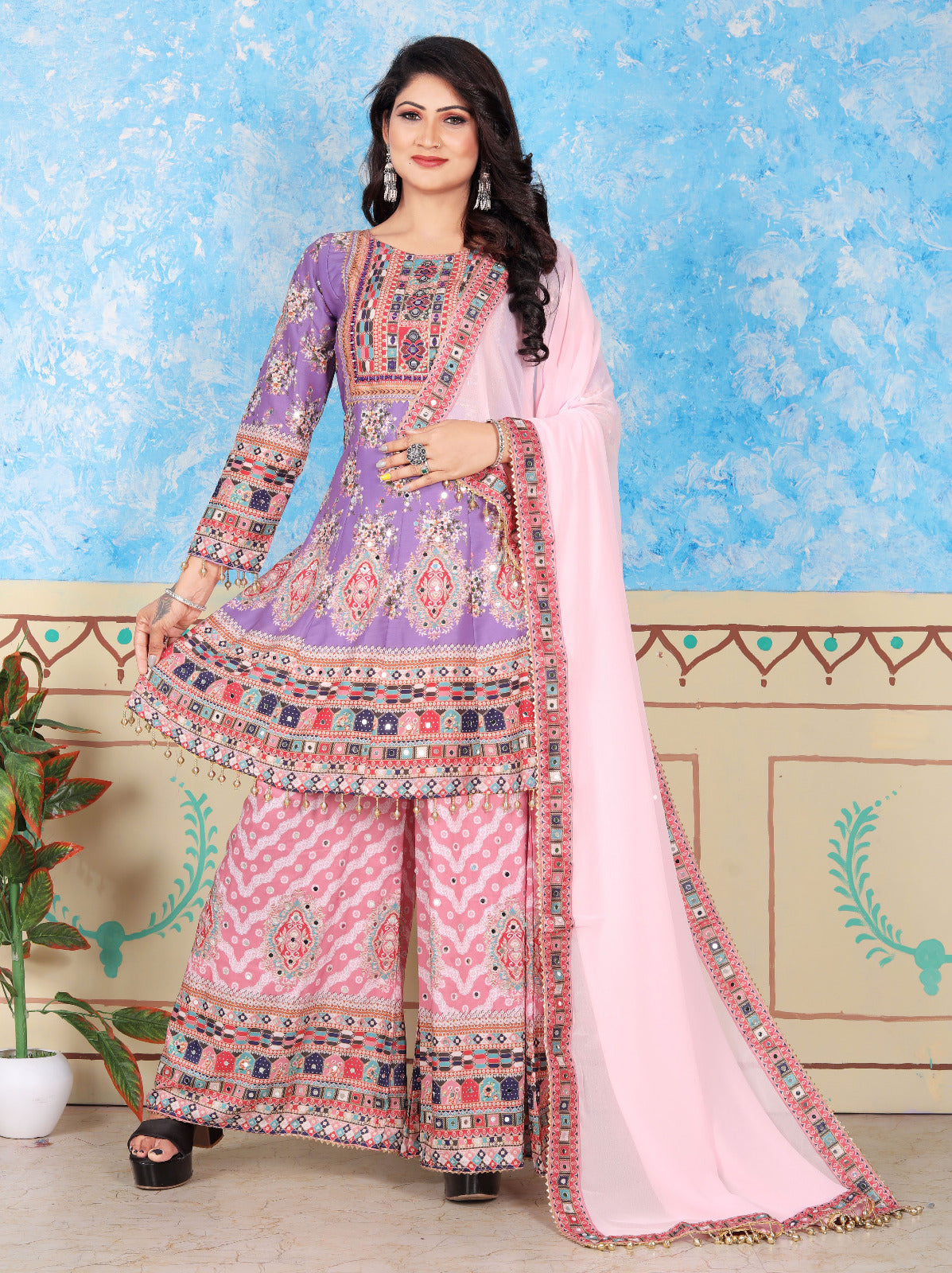 FIZA HEAVY ANARKALI DESIGNER SARARA PAIR