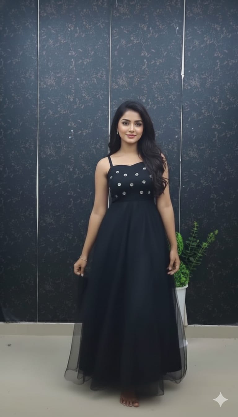 Feni-Elegant long gown with detachable kotti (jacket-style layer)