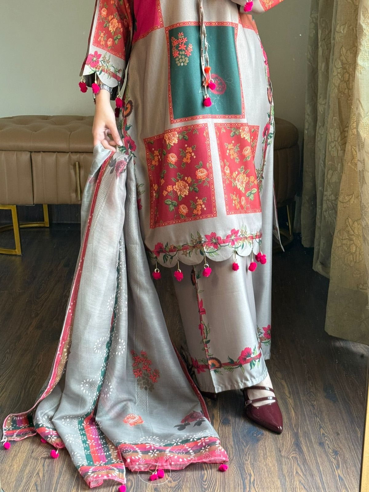 Yasmeen-Designer Kurta with Palazzo  Dupatta  Set