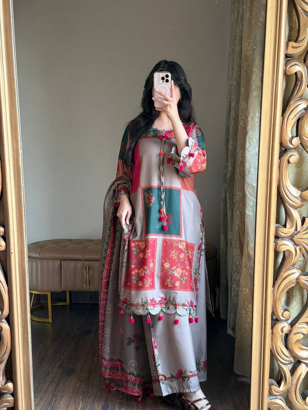 Yasmeen-Designer Kurta with Palazzo  Dupatta  Set