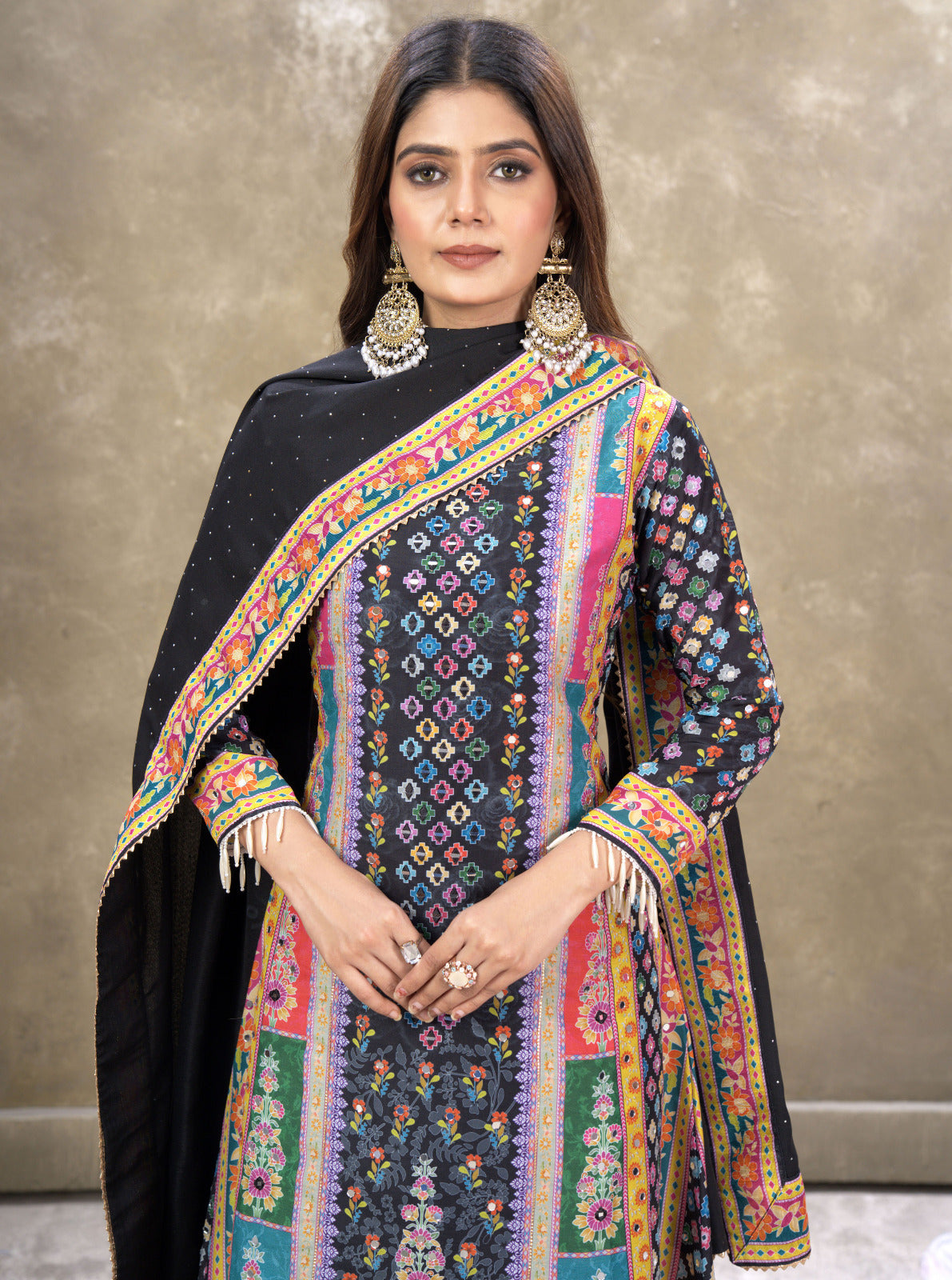 LAIKK-2 BLACK HEAVY FANCY PLAZZO PAIR WITH DUPATTA SET