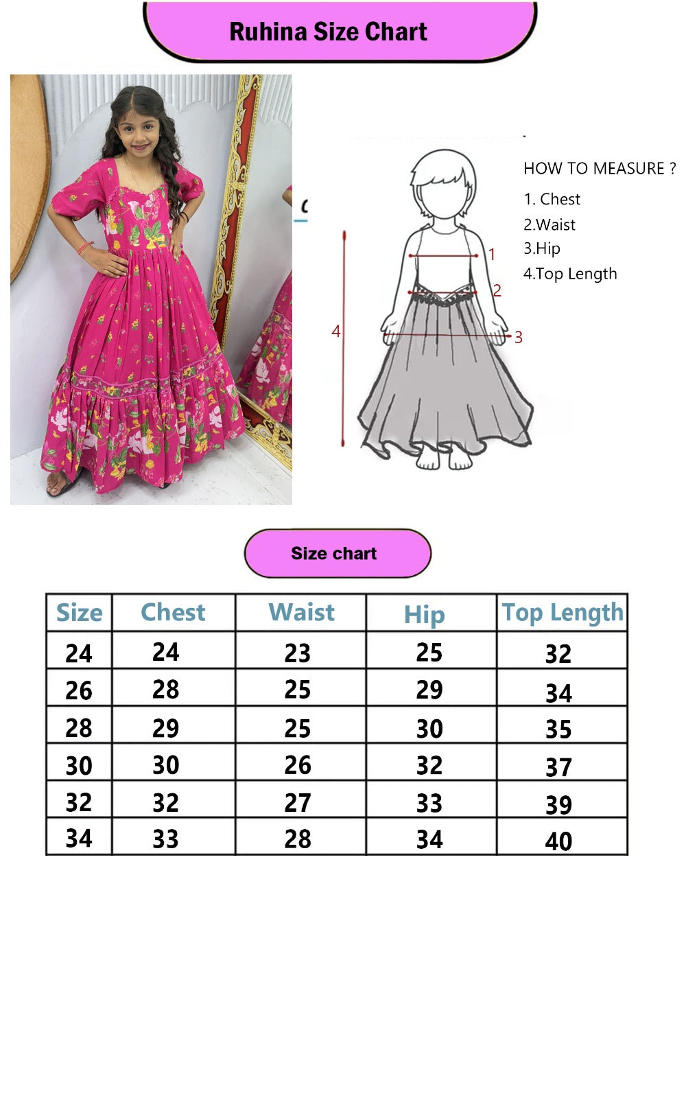 RUHINA_KIDS_LONG WESTERN DRESS